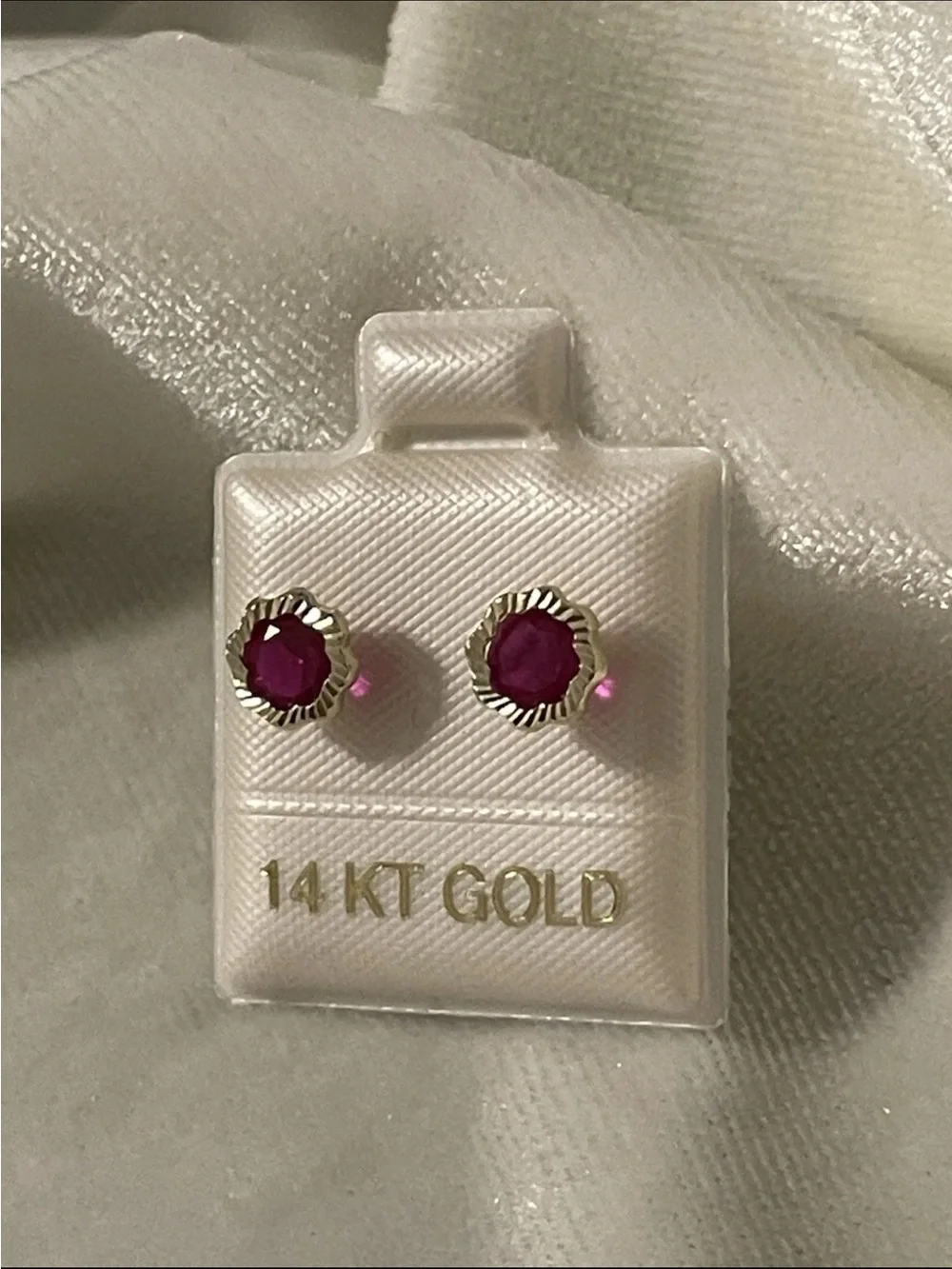 14 KT Gold Pink Gemstone Stud Earrings